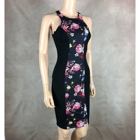 Material Girl Black Floral Striped Bodycon Dress NWT XS - Picture 6 of 10